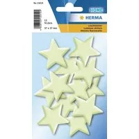 HERMA Etikett Herma 15019 Leuchtsticker Sterne Mini 12 Stück fluoreszierend