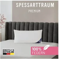 SPESSARTTRAUM Gänsefederkopfkissen Premium, Kopfkissen 2-tlg. 40x80 oder 80x80 cm, Füllung: 100% Gänsefedern, Klasse 1, Downpass zertifiziert, Bezug: 100% Baumwolle, Made in Green, Hausstauballergiker geeignet, Seitenschläfer & Rückenschläfer, Herges