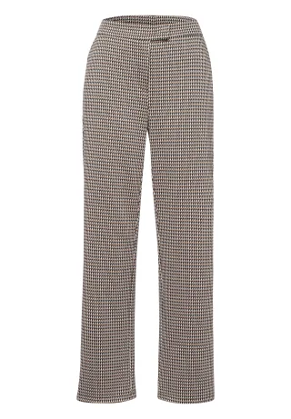 FRANK WALDER - Wide Leg Pants CARAMEL CHIC im modischen Minimal-Dessin schwarz/toffee/ecru - Gr. - 44