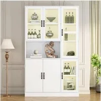 HAUSS SPOLE Vitrine 120 x 40 x 200cm mit LED-Licht und Türen für Wohnzimmer Weiß (1-St) Standregale für Bücher