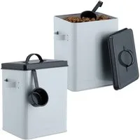 relaxdays Futterbehälter Futterbox mit Löffel 2er Set, Eisen