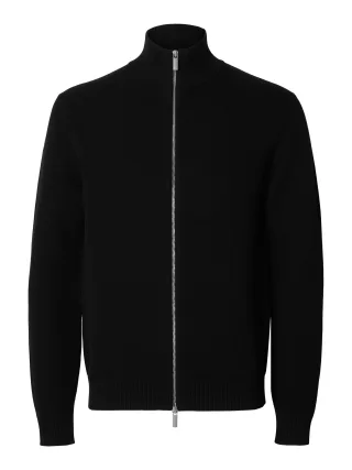 SELECTED MEN - SLHDANE LS KNIT STRUCTURE FULL ZIP NOOS black - Gr. - S