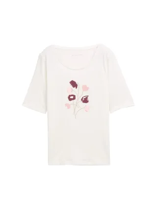 Tom Tailor - T-Shirt mit Print off white - Gr. - L