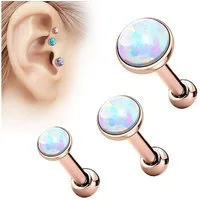 Taffstyle Piercing-Set Helix Tragus Piercing Stecker mit flachen Opal Steinen Rund (Lelegantes Ohr Piercing Set für Helix Ohr Cartilage Knorpel Stecker - Geschenkidee)