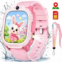 ibettertec Kinderuhr Kinder Smartwatch 4G GPS Uhr mit Telefon, Kamera, SOS Smartwatch (20 cm) Taschenlampe & Trageband, Kinderuhr mit Touchscreen, Anruf, Videoanruf, Schrittzähler, Wecker