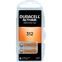 Duracell 6 Activair Typ 312 Zink-Luft Hörgerätebatterien im 6er Blister Batterie