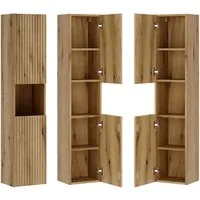Lomadox Hochschrank NEWPORT-56-EVOKE 30 cm breit mit 2 Türen, Eiche mit gerillter Front