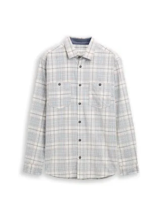 Tom Tailor - Regular Fit Cordhemd mit Karomuster white blue cord check - Gr. - M