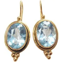 Mugello Paar Ohrhänger Marte blauer Topas elegante Abendohrringe funkelnd auffällig, Handarbeit aus kleiner florentinischen Manufaktur, Vintageschmuck