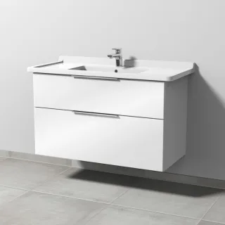 Sanipa 3way Waschtischunterbau zu Duravit Starck 3 Waschtisch mit 2 Auszügen, Weiß-Glanz UF71278