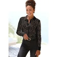 LASCANA Spitzenbluse mit Hemdblusenkragen, Spitzenbluse, transparente Bluse, festlich