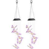 Maximex LED Gartenleuchte Modell Schmetterling, Ein-/Ausschalter, LED fest integriert, Extra-Warmweiß, solarbetriebenes Windspiel mit farbwechselnden LEDs
