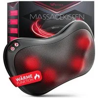 Wellax Nacken-Massagegerät mit Wärmefunktion - Massagekissen für Nacken und Schulter, 360° Shiatsu-Massage, 3 Geschwindigkeitsstufen inkl. Verlängerungsgurt