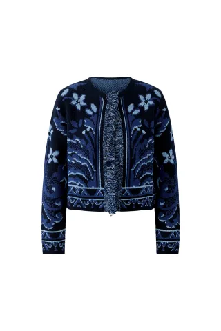 Oui - Strickjacke dk blue blue - Gr. - 36