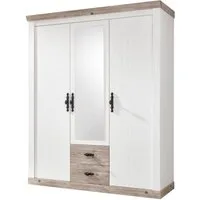 Home affaire Drehtürenschrank Florenz Landhausschrank,rustikale Metallgriffe mit feinen Verzierungen Kleiderschrank mit Spiegel Schlafzimmerschrank BESTSELLER Garderobe