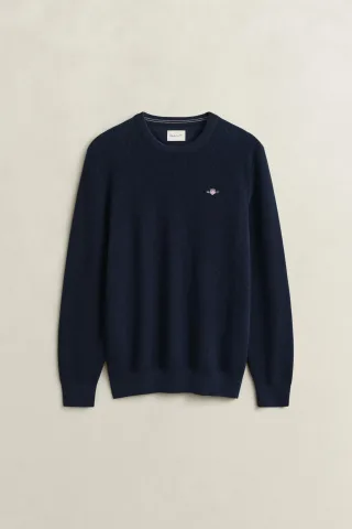 GANT - Rundhalspullover aus strukturierter Baumwolle Blau - Gr. - XL