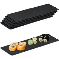 relaxdays Servierplatte Schieferplatte 30x10 cm 6er Set, Schiefer