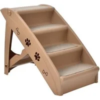 COSTWAY Haustiertreppe, 4-stufige Hundetreppe, Hunderampe, faltbar