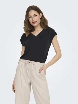 ONLY - ONLFREE S/S MOD.V-NECK TOP JRS NOOS Black - Gr. - S