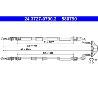 ATE Handbremsseil hinten Opel Zafira B 24.3727-0790.2
