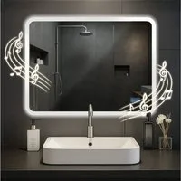 CLP Wandspiegel Jericho (1er), Bluetooth-Lautsprecher, Anti-Fog, LED-Licht, IP44