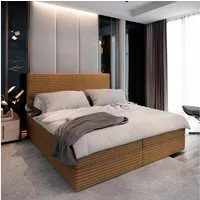 Masseno Boxbett PISA 180x200 cm mit Bonell Matratze und Topper, Doppelbett, Polsterbett mit Kopfteil, Boxspringbett