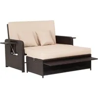 COSTWAY Loungebett, Rattan, 2-Personen, 3 in 1, mit verstellbarer Rückenlehne