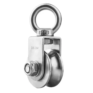 304 Stainless Steel Swivel Pulley Duplex Bearing Ultra Silent Detachable Rotation Heavy Duty Traction Wheel 280kg Load C