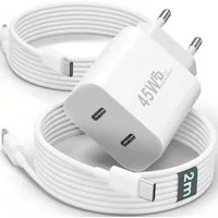 GreenHec 45w USB C Schnellladegerät für Samsung Galaxy S26 S25 S24 S23 S22 Fast Schnelllade-Gerät (50 mA, Spar-Set, 45w USB-C Dual Charger + USB-C Kabel, S26+ Ultra Schnellladekabel Ladegerät Handy Charger Netzteil Dual Port)