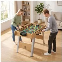 SPORTNOW Kickertisch Tischkicker inkl 22 Kicker 2 Bälle Rutschfest Griffe Punktezähler (Tischfußball, 3-tlg., für Kinder & Erwachsene), 121x87x77cm Naturholz