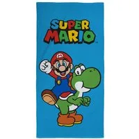 MTOnlinehandel Badetuch Super Mario 70x120 cm für Kinder, Baumwolle (1-St), Duschtuch weich und saugstark mit Mario & Yoshi