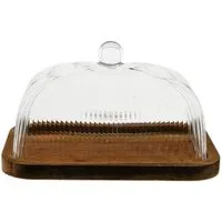 Mulex Butterdose, Glas, Holz, (1-tlg), mit Glasdeckel & Holzplatte, 16 x 10 x 10 cm