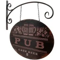 Deko-Impression Metallschild Metallschild PUB / Beer - BAR mit Wandhaken und Kette, Eisen lackiert, (1 St)