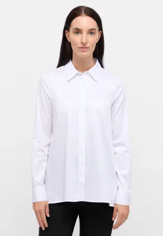 ETERNA - Satin Shirt Bluse Satingewebe Langarm weiß - Gr. - 44/Langarm