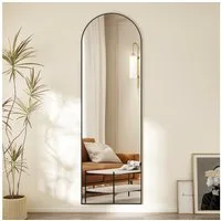 Hopibath Ganzkörperspiegel für Schlafzimmer Spiegel groß für Flur Wohnzimmer Garderobe Hotel (Bodenspiegel Rundbogen, mit Alurahmen, 5mm Glas), 150x50, 140x40cm