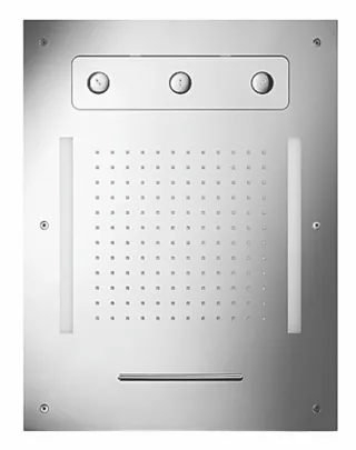 Herzbach LED-Deckeneinbaubrause 630mm x 480mm Regen/Spin-Jet/Schwall poliert , 11.663480.2.01 11.663480.2.01