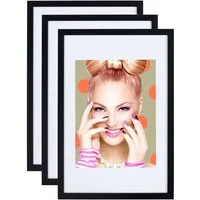 IDEAL TREND Bilderrahmen 3er 5er Set Holz Bilderrahmen Lifestyle Plexi Foto Rahmen Collage Wand, für 3 Bilder (3 St), Holz Bilderrahmen mit Papiereinleger und Kunststoffglas