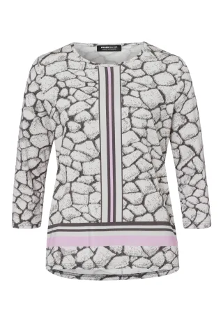 FRANK WALDER - Shirt ICED LAVENDER mit Panneaux-Print anthrazit/ecru - Gr. - 42