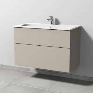 Sanipa 3way Waschtischunterbau zu Geberit Acanto Slim Waschtisch mit 2 Auszügen, Kaschmir-Matt SP4121U