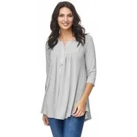 Vanessa & Melissa Blusentop mit Knöpfen Damen Bluse Tunika 3 Varianten V-Ausschnitt, Casual