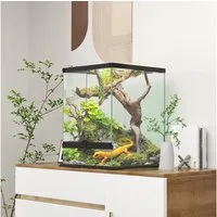 PawHut Terrarium mit Anti-Flucht-Design, Belüftung 120L, mit Kabelmanagement, für Reptilien, Schwarz