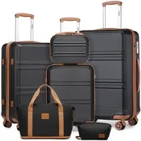 KONO Trolleyset Kombi-Set: Hartschalen-Koffer + Handgepäcktasche, (6 tlg)