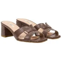 Desa DESA Damen-Sandalen aus Leder mit Kroko-Optik und Absatz Mules