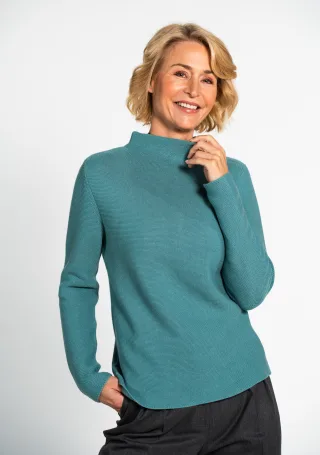 CLARINA - NOS Stehbund-Pullover, 1/1 Arm 545 ozean gruen - Gr. - 36