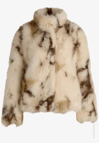 zero - Plüschjacke gemustert mit Knöpfen Brown - Gr. - 34