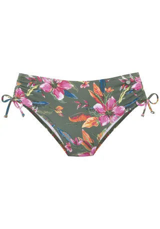 LASCANA - LASCANA Bikinihose mit Raffung oliv print - Gr. - 40