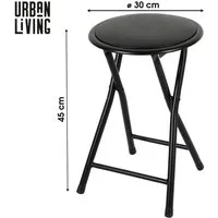 Urban Living Hocker Klapphocker Hocker Klappstuhl Rundhocker Küchenhocker (klappbare Sitzgelegenheit im Sicherungssplint, Schwarz), belastbar bis 100 kg ⌀ 30 cm x H43 cm
