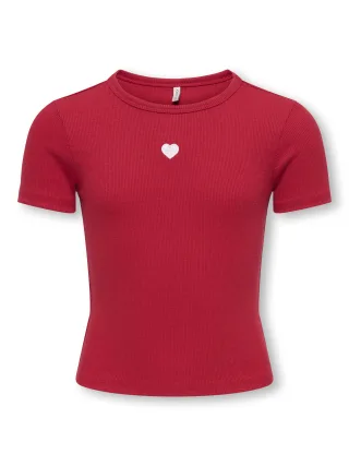 KIDS ONLY - KOGELVA JUNE EMB S/S TEE CS JRS Barbados Cherry - Gr. - 152
