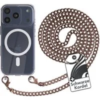 EAZY CASE Handykette 2in1 Metallkette MagSafe Hülle für iPhone 17 Pro 6,3 Zoll, MagSafe Tasche mit Kette Metallkette Handykette Umhängetasche Rosé