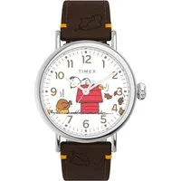 Timex Quarzuhr TIMEX x PEANUTS TIMEX WATERBURY TW2W44300AJ, Armbanduhr, Herrenuhr, Damenuhr, Lederarmband, Leuchtzeiger